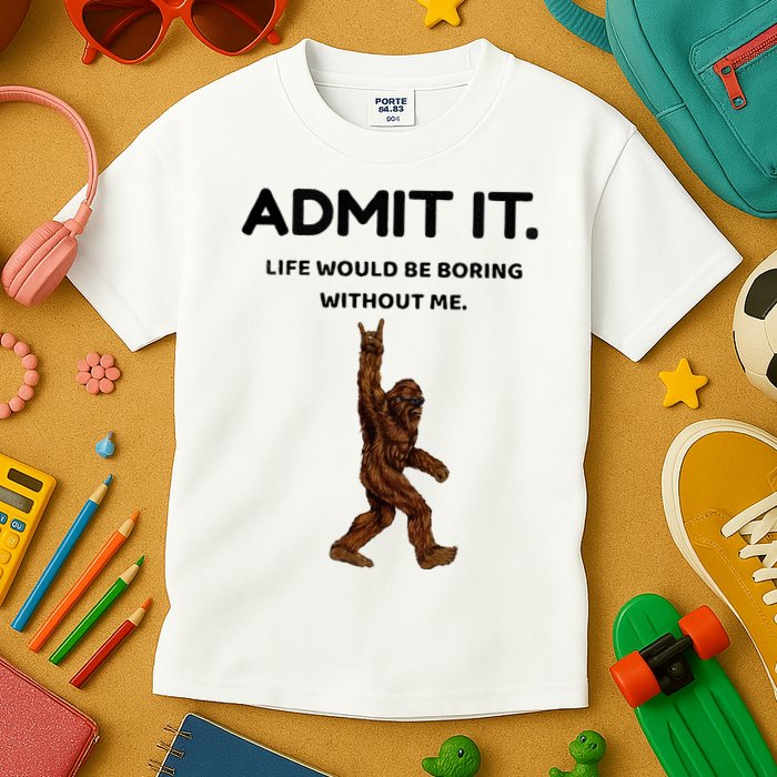 Bigfoot Admit It Life Would Be Boring Without Me Kids T-Shirt