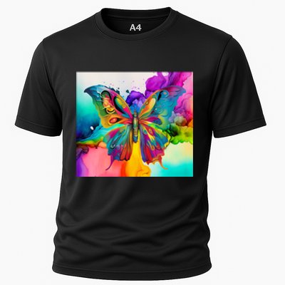 Butterfly Alcohol Ink Tumbler Cooling Performance Crew T-Shirt