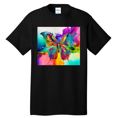 Butterfly Alcohol Ink Tumbler Tall T-Shirt