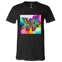 Butterfly Alcohol Ink Tumbler V-Neck T-Shirt