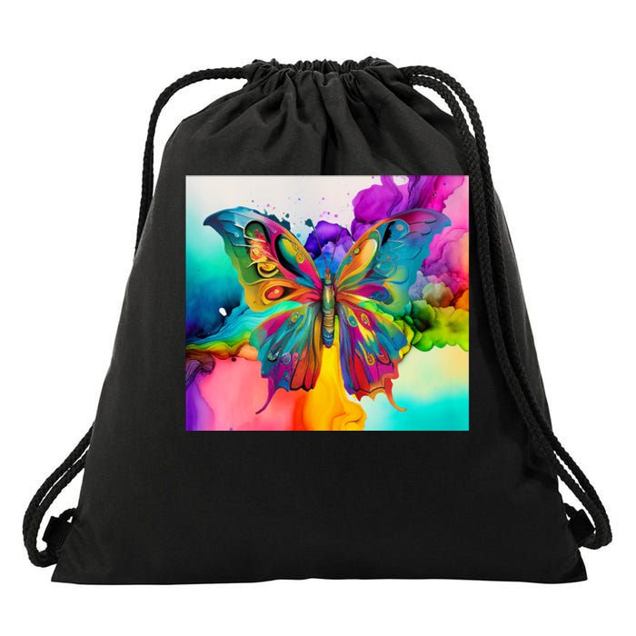 Butterfly Alcohol Ink Tumbler Drawstring Bag