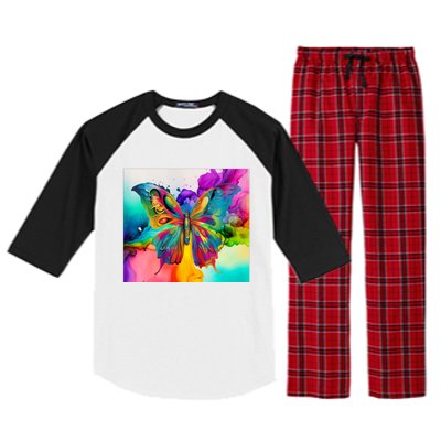 Butterfly Alcohol Ink Tumbler Raglan Sleeve Pajama Set