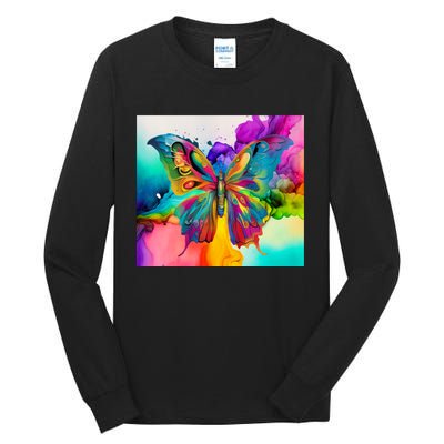 Butterfly Alcohol Ink Tumbler Tall Long Sleeve T-Shirt