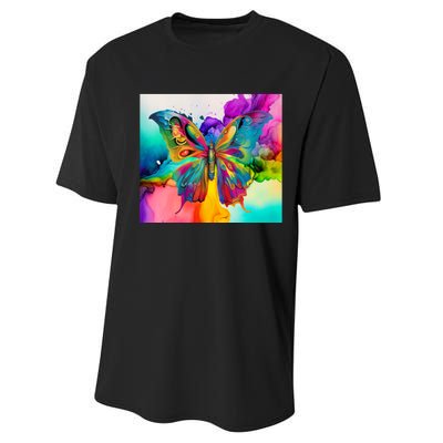 Butterfly Alcohol Ink Tumbler Performance Sprint T-Shirt