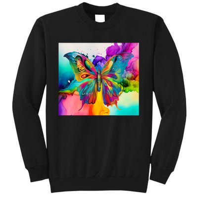 Butterfly Alcohol Ink Tumbler Tall Sweatshirt