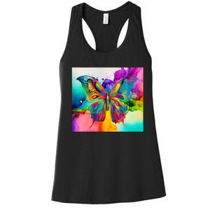 Butterfly Alcohol Ink Tumbler Women's Racerback Tank