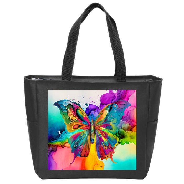 Butterfly Alcohol Ink Tumbler Zip Tote Bag