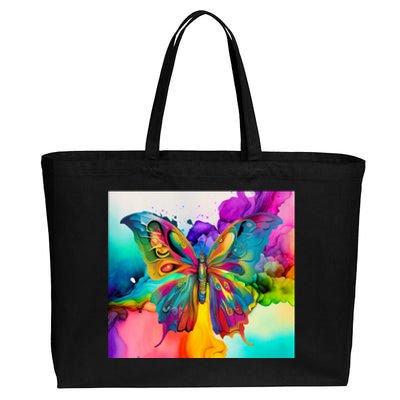 Butterfly Alcohol Ink Tumbler Cotton Canvas Jumbo Tote