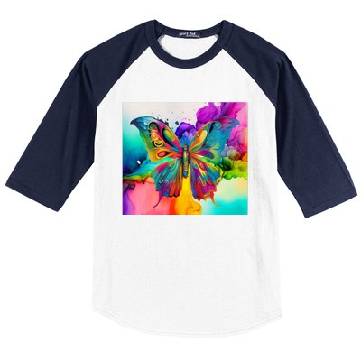 Butterfly Alcohol Ink Tumbler Baseball Sleeve Shirt