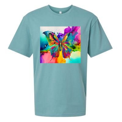 Butterfly Alcohol Ink Tumbler Sueded Cloud Jersey T-Shirt