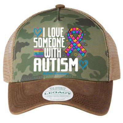 Blue Autism I Love Someone With Autism Awareness Gift Legacy Tie Dye Trucker Hat