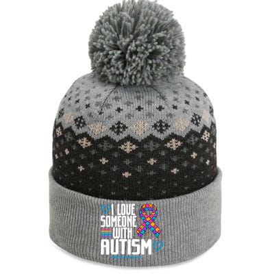 Blue Autism I Love Someone With Autism Awareness Gift The Baniff Cuffed Pom Beanie