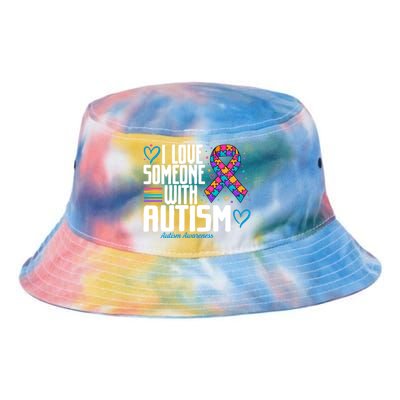 Blue Autism I Love Someone With Autism Awareness Gift Tie Dye Newport Bucket Hat