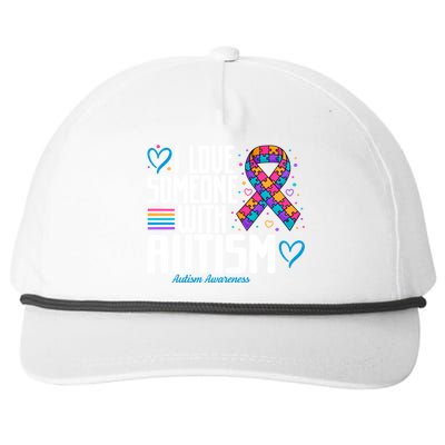 Blue Autism I Love Someone With Autism Awareness Gift Snapback Five-Panel Rope Hat