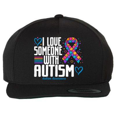 Blue Autism I Love Someone With Autism Awareness Gift Wool Snapback Cap