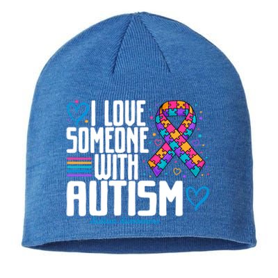 Blue Autism I Love Someone With Autism Awareness Gift Sustainable Beanie