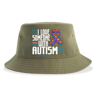 Blue Autism I Love Someone With Autism Awareness Gift Sustainable Bucket Hat