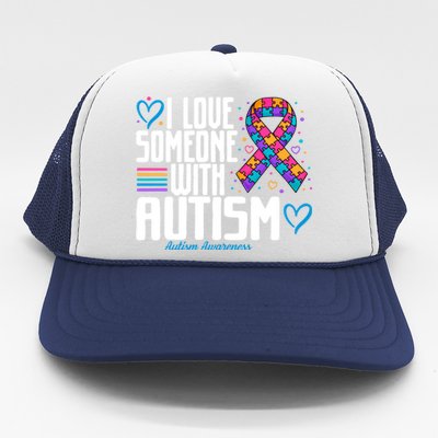 Blue Autism I Love Someone With Autism Awareness Gift Trucker Hat