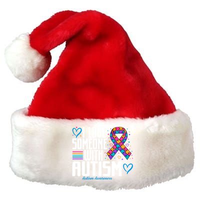 Blue Autism I Love Someone With Autism Awareness Gift Premium Christmas Santa Hat