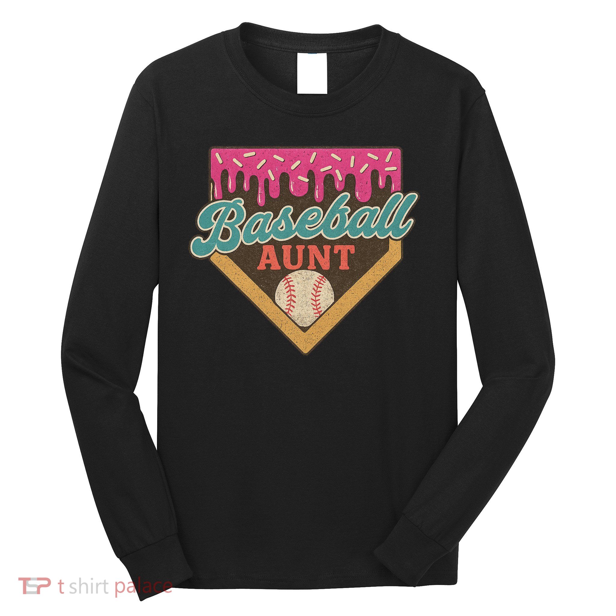 Baseball Aunt Ice Cream Drip Long Sleeve Shirt