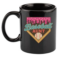 Baseball Aunt Ice Cream Drip 11oz C Handle Ceramic Mug