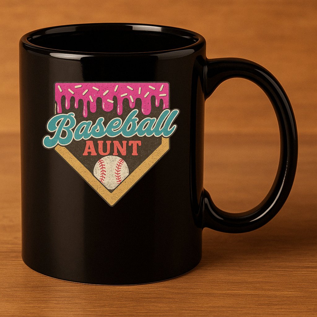 Baseball Aunt Ice Cream Drip 11oz C Handle Ceramic Mug