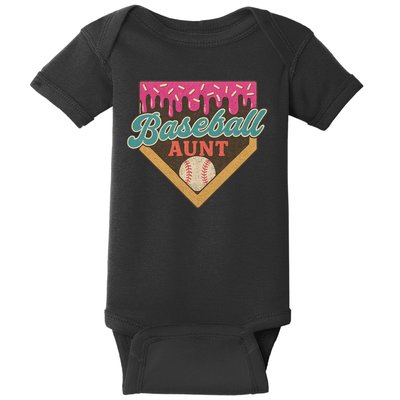 Baseball Aunt Ice Cream Drip Baby Bodysuit
