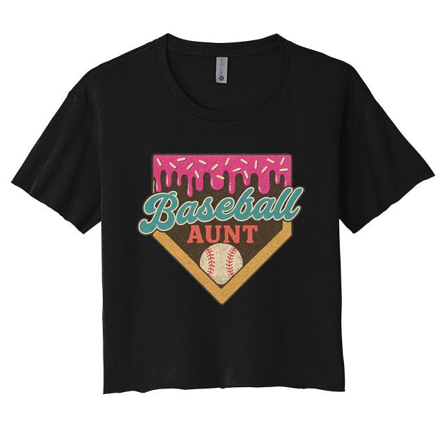 Baseball Aunt Ice Cream Drip Crop Top