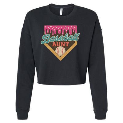 Baseball Aunt Ice Cream Drip Cropped Pullover Crew