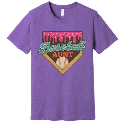 Baseball Aunt Ice Cream Drip Premium T-Shirt