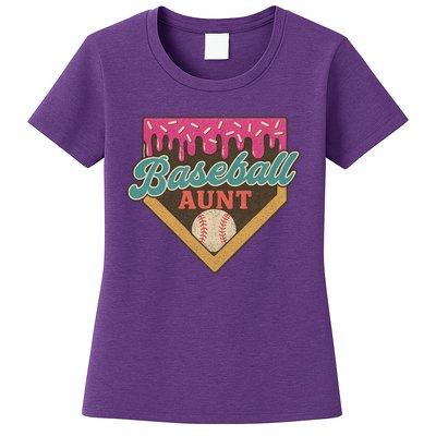Baseball Aunt Ice Cream Drip Womens T-Shirt
