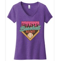 Baseball Aunt Ice Cream Drip Women's V-Neck T-Shirt