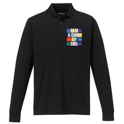 Bible Affirmations I'm a child of God Christian Faith  Performance Long Sleeve Polo