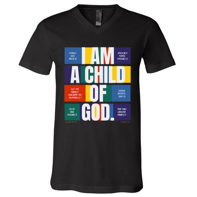 Bible Affirmations I'm a child of God Christian Faith  V-Neck T-Shirt