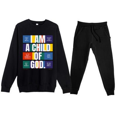 Bible Affirmations I'm a child of God Christian Faith  Premium Crewneck Sweatsuit Set