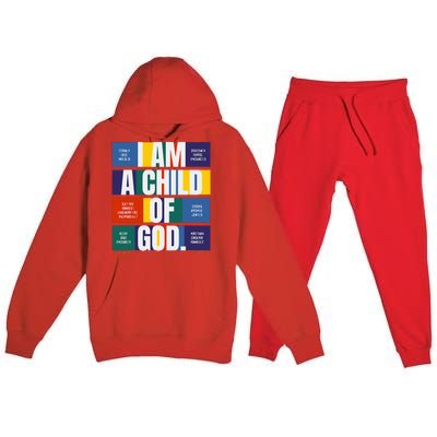 Bible Affirmations I'm a child of God Christian Faith  Premium Hooded Sweatsuit Set