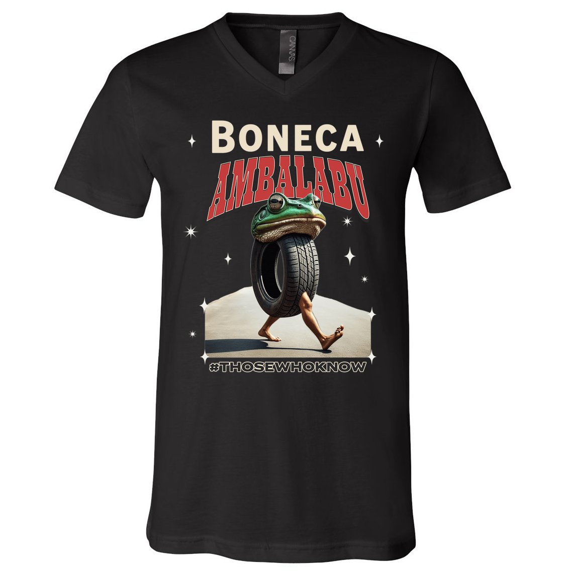 Boneca Ambalabu Italian Brainrot Meme Frog With Feet Bootleg V-Neck T-Shirt