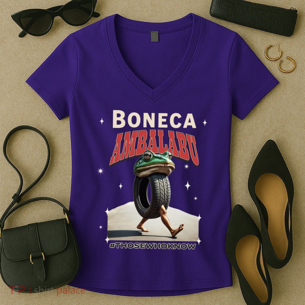 Boneca Ambalabu Italian Brainrot Meme Frog With Feet Bootleg Women's V-Neck T-Shirt