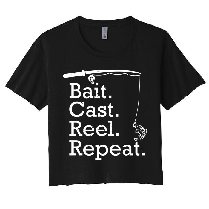 Bait Cast Reek Repeat Women's Crop Top Tee