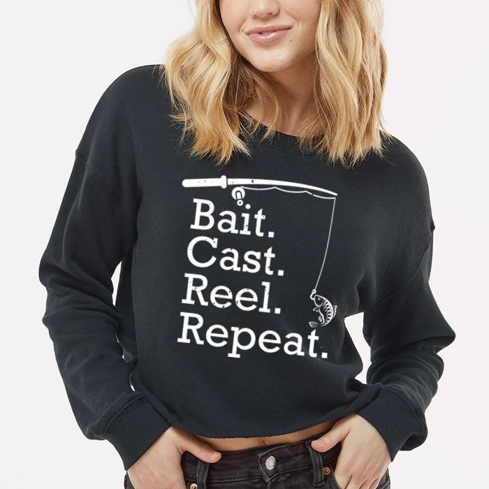 Bait Cast Reek Repeat Cropped Pullover Crew