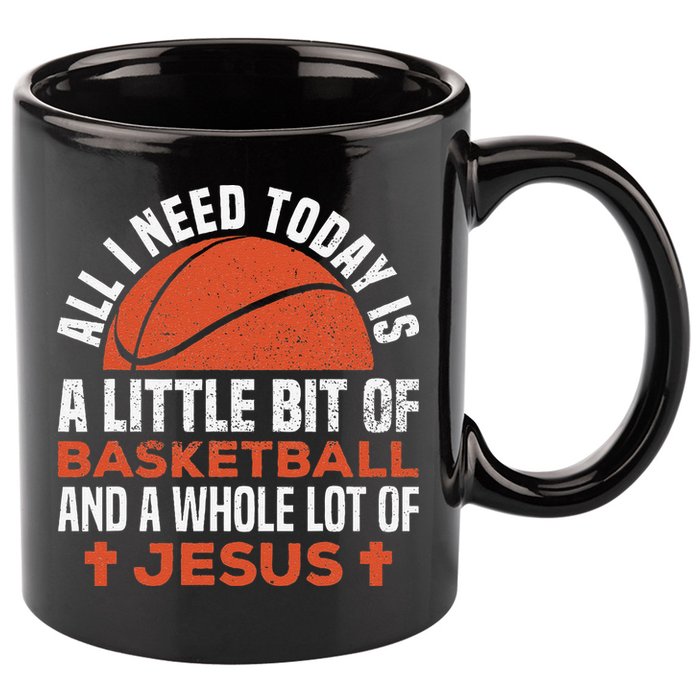 Basketball And Jesus Religious Christian 11oz C Handle Ceramic Mug