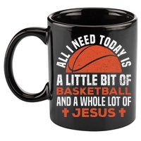 Basketball And Jesus Religious Christian 11oz C Handle Ceramic Mug
