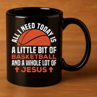 Basketball And Jesus Religious Christian 11oz C Handle Ceramic Mug