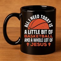 Basketball And Jesus Religious Christian 11oz C Handle Ceramic Mug