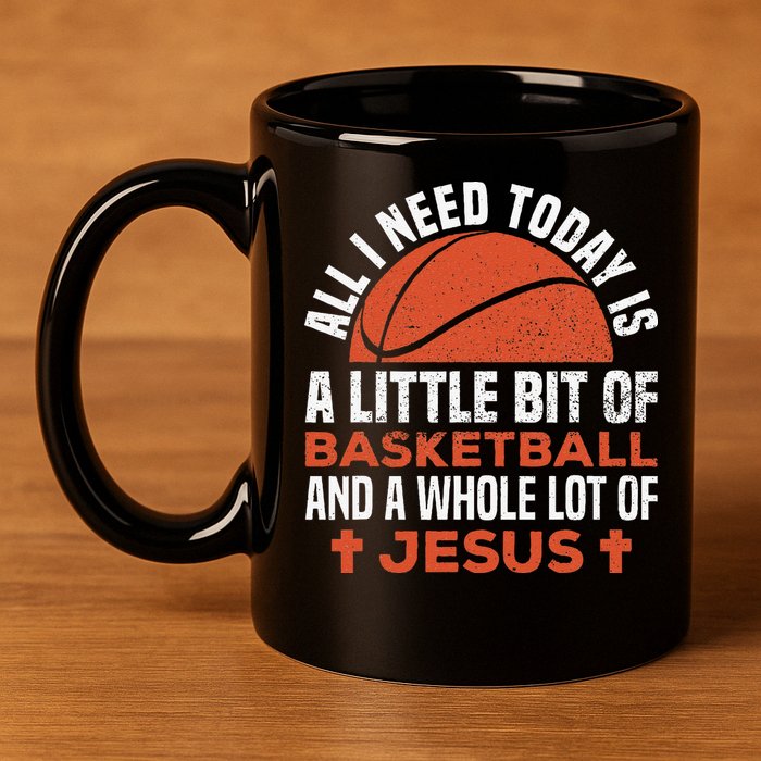 Basketball And Jesus Religious Christian 11oz C Handle Ceramic Mug