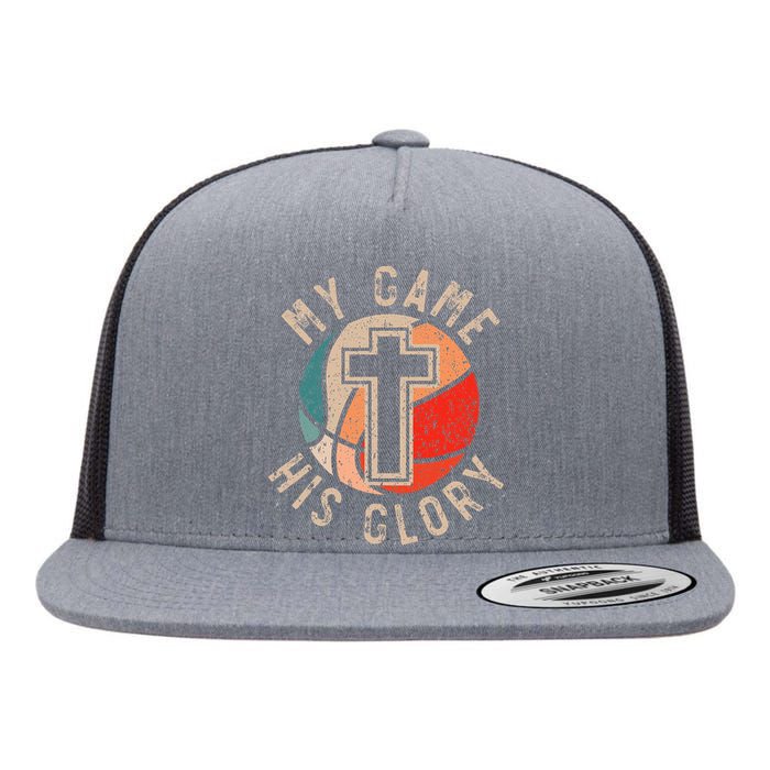 Basketball And Jesus Christ Christian Believer Hooper Flat Bill Trucker Hat