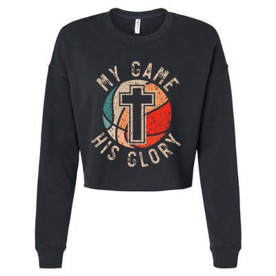 Basketball And Jesus Christ Christian Believer Hooper Cropped Pullover Crew