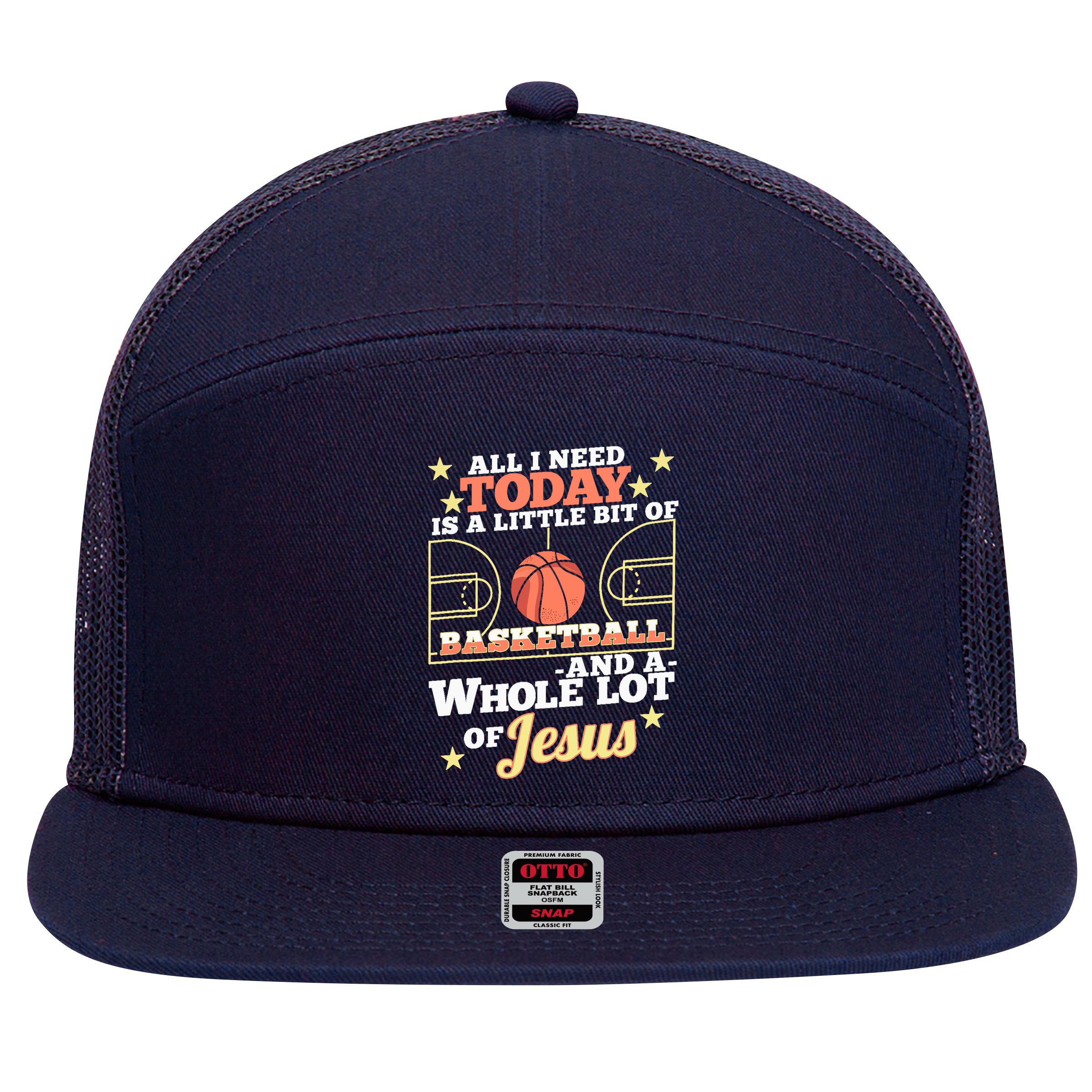 Basketball And Jesus - Funny Christian Basketballer 7 Panel Mesh Trucker Snapback Hat