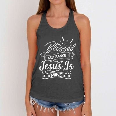 Blessed Assurance Jesus Is Mine Graphic For Women And Women's Knotted Racerback Tank