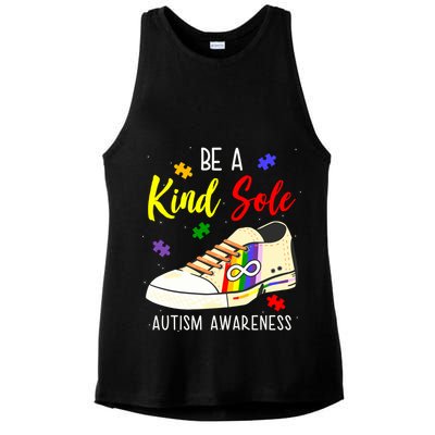Be A Kind Sole Autism Awareness Puzzle Shoe Ladies PosiCharge Tri-Blend Wicking Tank